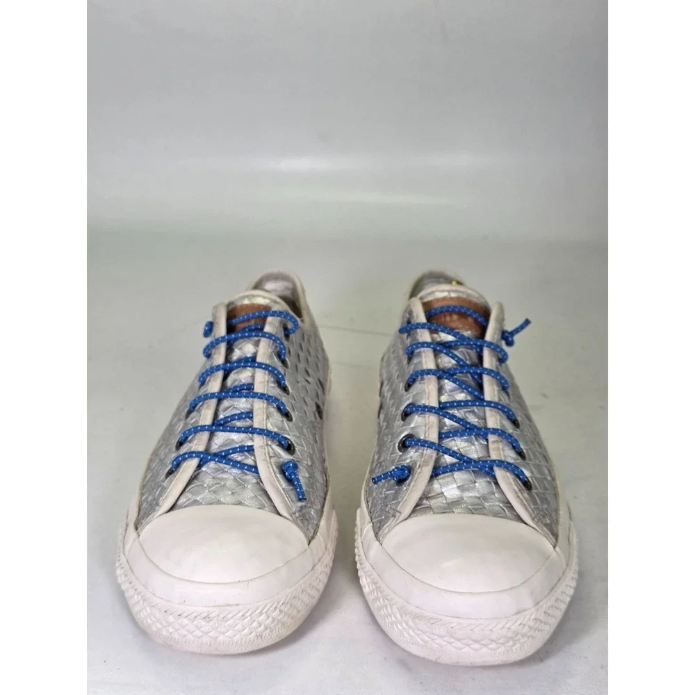 Converse All Star Women's Sneakers Size 9 Silver Woven Leather Shoes Rare‎ '10